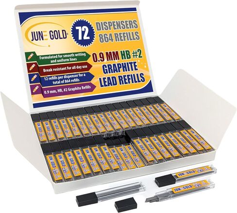 June Gold 864 Pieces, 0.7 mm HB #2 Lead Refills, 72 Dispensers, 12 Pieces Per Dispenser, Medium Thickness, Break Resistant Lead/Graphite in Saudi Arabia
