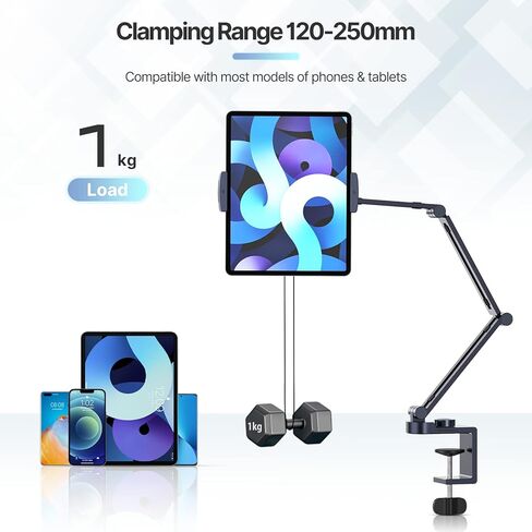 حامل مكتب كمبيوتر لوحي jusmo LS31 iPad، ذراع مرن قابل للتعديل بزاوية ألومنيوم وملحقات مكتب الكمبيوتر اللوحي متوافقة مع iPad Air Mini Pro وiPhone وSurface وGalaxy Tab ومعظم أجهزة الكمبيوتر اللوحية in Kuwait