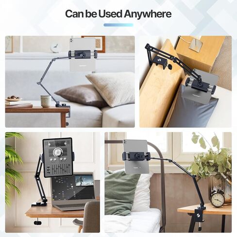 حامل مكتب كمبيوتر لوحي jusmo LS31 iPad، ذراع مرن قابل للتعديل بزاوية ألومنيوم وملحقات مكتب الكمبيوتر اللوحي متوافقة مع iPad Air Mini Pro وiPhone وSurface وGalaxy Tab ومعظم أجهزة الكمبيوتر اللوحية in Kuwait