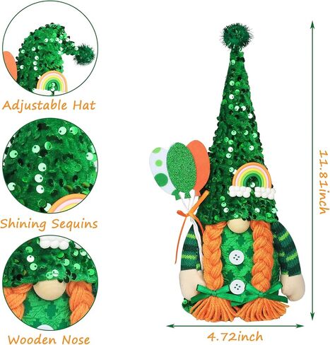 زينة عيد القديس باتريك جنوم، 2 عبوة مصنوعة يدويًا من السيد والسيدة السويدية Tomte Elf Gnomes من القطيفة لتزيين الطاولة هدية لمستلزمات حفلات عيد القديس باتريك الربيعية in Kuwait