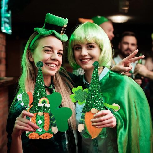 زينة عيد القديس باتريك جنوم، 2 عبوة مصنوعة يدويًا من السيد والسيدة السويدية Tomte Elf Gnomes من القطيفة لتزيين الطاولة هدية لمستلزمات حفلات عيد القديس باتريك الربيعية in Kuwait