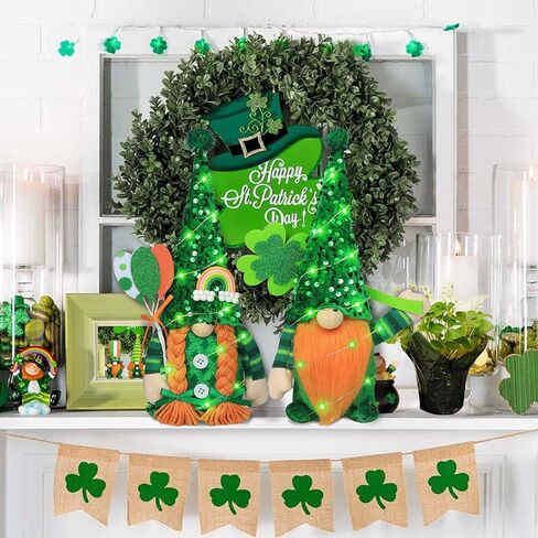 زينة عيد القديس باتريك جنوم، 2 عبوة مصنوعة يدويًا من السيد والسيدة السويدية Tomte Elf Gnomes من القطيفة لتزيين الطاولة هدية لمستلزمات حفلات عيد القديس باتريك الربيعية in Kuwait