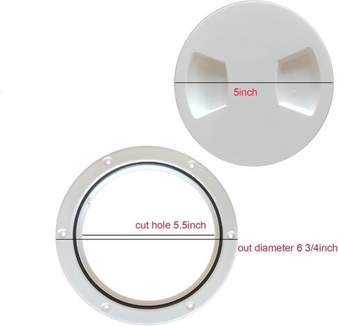 Boat 5 Inch Inspection Port Boat Access Seal Kayak Hatch Plus RV Marine Tight Hole Cover Lid (White) in Saudi Arabia