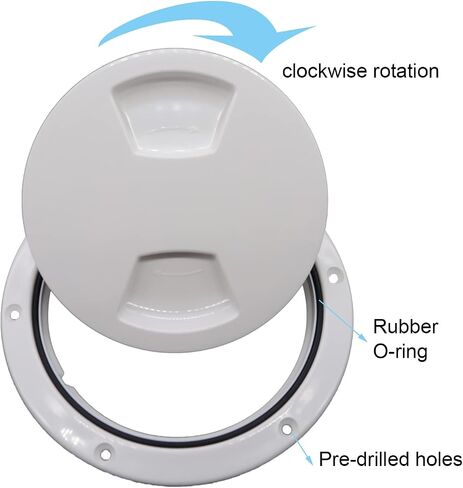 Boat 5 Inch Inspection Port Boat Access Seal Kayak Hatch Plus RV Marine Tight Hole Cover Lid (White) in Saudi Arabia