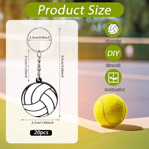 20 Pcs Rubber Sports Keychain Volleyball Keychain Volleyball Keychains Cute Keychain Volleyball Team Gifts Sports Party Favors for School Sport Reward Birthday Party Supplies in Saudi Arabia