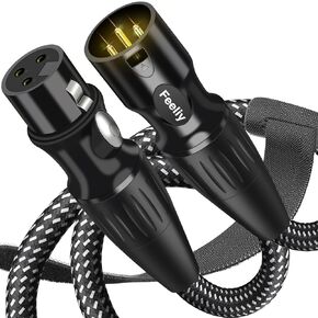 XLR Cables 3 Feet, Nylon Braided XLR Microphone Cable, 3-Pin Gold-Plated Shielded XLR Cord, Professional 22AWG OFC Mic Speaker Cable, Zinc Alloy Connectors