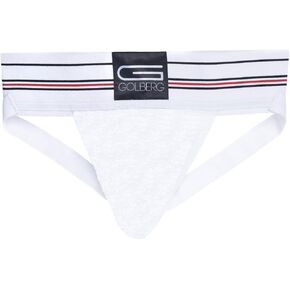 Golberg – Men 3" Wide Band Classic Athletic Supporter – Performance Jockstrap Elastic Waistband - Solid Color - Stretch Mesh White