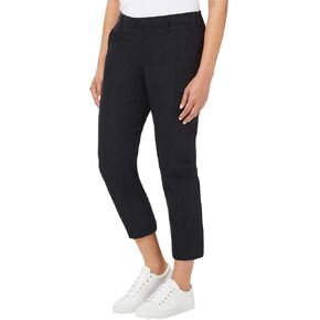 Kirkland Women's 4-Way Stretch Ankle Travel Pants Lightweight Water Resistant Elastic Waist Work Pants with Pockets - Black 12