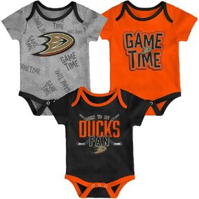 Outerstuff Anaheim Ducks 3-Pack Game Time Team Logo Newborn/Infant Baby Bodysuit Onesie