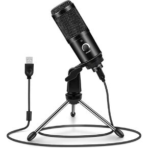 ARCHEER USB Microphone for PC, Condenser Gaming Microphone for Computer Laptop MAC or Windows, Mini Streaming Mic for Podcast YouTube Video Singing Cardioid Studio Recording Plug and Play, Black