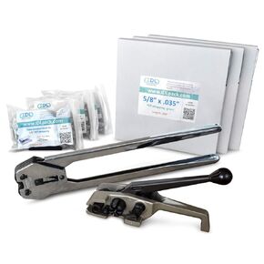 IDL Packaging 5/8" x 600' PRO Polyester (PET) Strapping Kit, 1400 lbs. Break Strength - Include Consumables for up to 300 Strapping Cycles