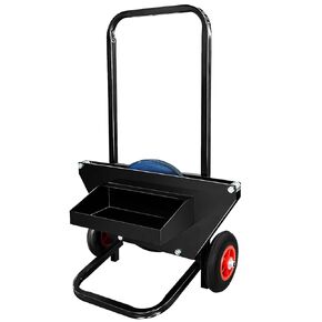 Heavy Duty Strapping Cart & Dispenser for Steel Strapping Coils with Over 9.5" Core Size Integrated Tool & Seal Tray