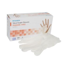 McKesson Vinyl Exam Gloves, Non-Sterile, Powder-Free, XL, 100 Count, 1 Box