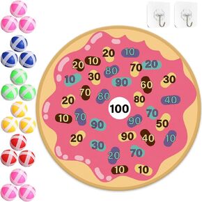 HyDren Donut Party Game 26 Donut Dart Board with 18 Sticky Balls Toys Birthday Party Favors Decorations Spa Game Baby Shower Game Gift for Class Indoor Outdoor Game