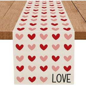 GPGHE Valentines Day Table Runner Love Hearts I Love You Valentines Decorations 13 x 72 Inch Home Kitchen Dining Roonm Wedding Anniversary Holiday Table Decor