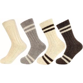 Merino 92% Wool Socks 4 Pairs Crew Medium 7-10.5 US Cozy Heavyweight Knit Classic Dress Hiking Skiing 100% Made in Mongolia Premium Quality