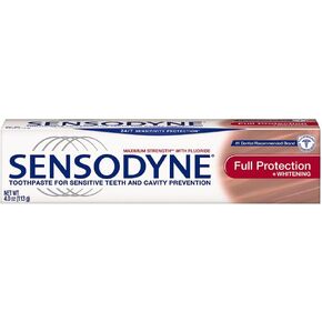 Sensodyne Full Protection Teeth Whitening Sensitive Toothpaste, Cavity Prevention and Sensitive Teeth Treatment - 4 Ounces