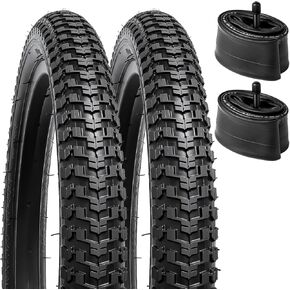 YUNSCM 2-PCS 16" Bike Tires 16x1.95/53-306 and 16" Heavy Duty Bike Tubes Schrader Valve Compatible with Mountain/Off Road Bike 16x1.90 16 x 1.95 16x2.0 Bicycle Tires and Tubes (Y-1103)