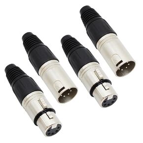 5-Pin XLR Cable Connector XLR 5 Pin Male&Female Plug Connector Mic Cable Plug Connector Audio Adapter for Microphone, Mixers, Black+Silver, 2 Pair