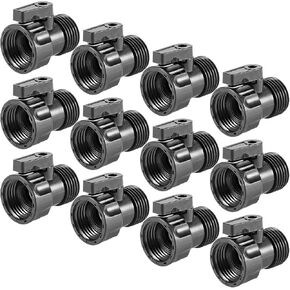 12 Pack 3/4'' Plastic Garden Hose Shut Off Valve- Standard Water Shutoff Valve Shut-Off Ball Valve Thread Connector Coupling for Telescopic Water Pipe Water Gun Valve Control