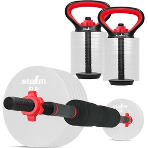 STOZM Weightlifting Accessories Set – Adjustable Fitness Set with 2X Kettlebell Handles & Base, 2X Dumbbell Handles, 4X Screw Nuts, 1x Dumbbell Connector for Weightlifting