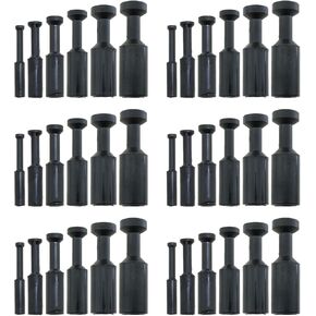 Heyous 36PCS Black Plastic Push on Connectors Cap Type Pneumatic Clogger Push in Connection Fitting Clogger for 4mm 6mm 8mm 10mm 12mm 14mm I.D. Pipe Connection Fitting