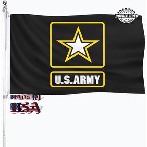US Army Flag 3x5 Outdoor Double Sided USN Flags Heavy Duty 3 Ply Polyester Material United States Black Star Army Military Flags Banner with 2 Metal Grommets, 4 Rows of Stitching