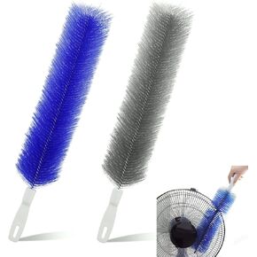 2 Pcs Cobweb Duster, Bendable Fan Duster, Plastic Fan Cleaner Brush,Microfiber Head Dusting Brush, Reusable Dust Remover for Air Conditioning Shutters,Ceiling Fan Blades,Air Vents, Curtains, Cars