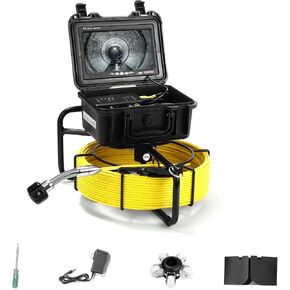 Sewer Camera, 20/50m, 7" Screen Pipeline Inspection Camera Waterproof IP68 Camera w/12 Adjustable LEDs, DVR Function Have 32GB SD Card .for Sewer Line, Duct Drain Pipe Plumbing (164ft/50M)