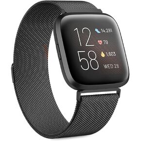 Metal Band Compatible with Fitbit Versa 2 Bands / Fitbit Versa Bands for Women Men, Stainless Steel Mesh Loop Replacement Bracelet Strap for Fitbit Versa 2 / Fitbit Versa / Versa Lite / Versa SE Smart Watch