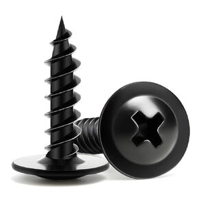Wood Screws 3/4 Inch, 125 PCS FIXLINK Premium Phillips Truss Head Black Wood Screws, Self Tapping Electrophoresis Modified Fast Truss Head Wood Screws Used in Indoor Furniture, Woodworking (#8 x 3/4")