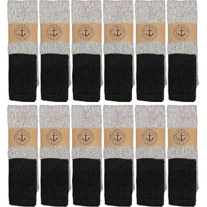 Yacht & Smith Mens Cotton Thermal Tube Socks, Cold Weather Boot Sock Shoe Size 5-10