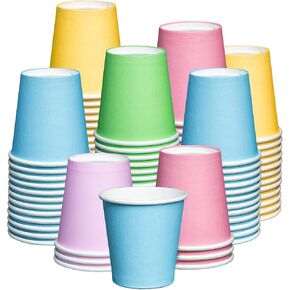 GUSTO [3 oz. - 300 Count Small Paper Cups, Disposable Mini Bathroom Mouthwash Cups - Assorted Colors (Formerly Comfy Package)