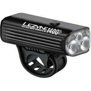 LEZYNE Macro Drive Bicycle USB Rechargeable IPX7 Waterproof 3 White LED Tri-Focus Optics Front Light w/ 4 Solid & 3 Flash Modes | Silicone Rubber Mounting Strap - 1400/1300 Lumens Options