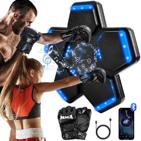 Music Boxing Machine with Boxing Gloves, Smart Bluetooth Music Boxing Machine for Adults Kids, Wall-Mounted Punching Bag Machine, Boxing Target Workout Equipment for Home, Office, Gym