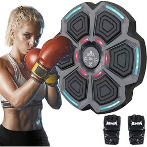 FICTOR Music Boxing Machine, Smart Bluetooth Interactive Wall-Mounted Boxing Trainer, Ideal for Home Gyms & Fitness Enthusiasts, Perfect for Kids, Teens, and Adults (Classic Grey) (Gray-Black)