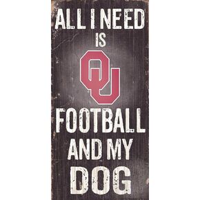 Fan Creations C0640 University of Oklahoma Football and My Dog Sign Black/White/Red, 6" x 12"