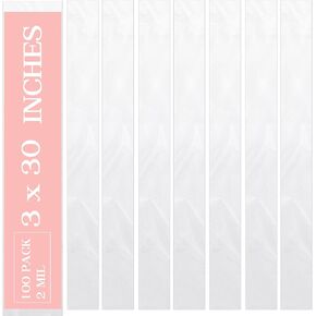 Klmnop 100 Pcs Poster Bags 3 x 30" Extra Long Plastic Sleeves for 18-24 Inches Poster, Blueprint, Maps(Clear)
