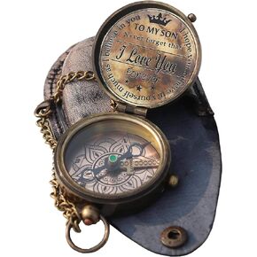 Gift to My Son Engraved Brass Compass with Leather Case - Gift to Son from Mom - Gift for Son from Dad - Birthday Gift for Son - Motivational Gift for Son - Graduation Gift Ideas