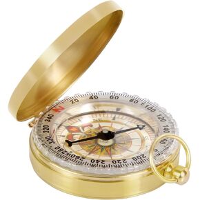 Camping Hiking Portable Pocket Watch Flip-Open Compass Outdoor Navigation Tools - Gold