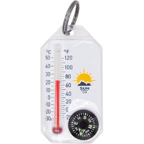Sun Company Therm-o-Compass 2 - Large Zipper Pull Compass and Thermometer | Easy-to-Read Outdoor Thermometer and Compass