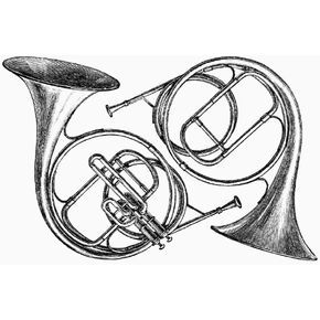 Musical Instrument Horns Na Pair Of Horns French Horn With Valves (Left) And Early Valveless Bugle Line Engraving German Late 19Th Century Poster Print by (18 x 24)