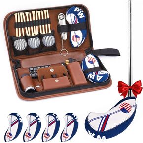 Golf Accessories for Men, Golfing Accessories Kit with 4 Golf Club Covers, Multifunctional Divot Tools, Golf Tees, Golf Balls and Holder, Rangefinder, Brush, Scorer, for Golfer