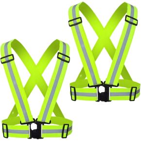 Reflective Running Vest 2-10 Pack, High Visibility Reflective Gear Night Cycling Safety Vest Strap for Men Women Kids