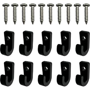 10pcs Kayak J Hooks Black Nylon Tie Down Hooks with Mounting Screws Kayak Elastic Hooks Paddleboards Boating Accessories.