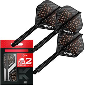 TARGET Darts Raymond Van Barneveld K Flex Flights and Shaft System, No.2 | Pack of 3 Kflex All in One Flights, Player Edition Darts Accessories | K-Flex Dart Stem Short/Intermediate/Medium