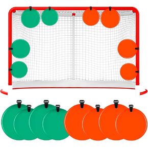8 Pcs Hockey Shooting Targets Agility Shooting Goal Target Discs with Straps Reactive Hockey Training Equipment for Lacrosse Soccer Baseball Practice Improving Accuracy, Orange, Green