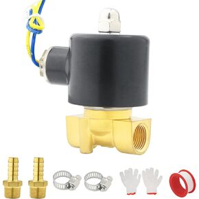 Electric Solenoid Valve 3/8 Inch NPT 12V DC Brass Air Valve 2W040-10 Normally Closed Solenoid Valve for Water Air Gas Fuel Oil