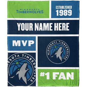 Northwest NBA Minnesota Timberwolves Personalized Silk Touch Throw Blanket, 50" x 60", Colorblock