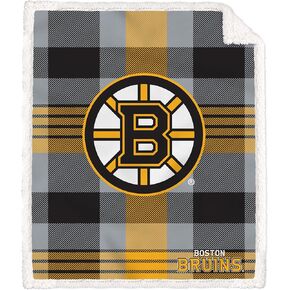 Pegasus Sports Officially Licensed NHL Plaid Steel Royal Plush Sherpa Blanket